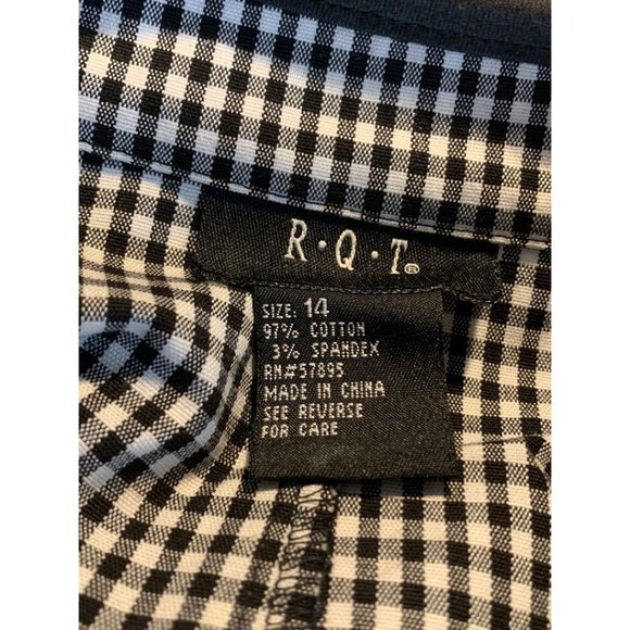 14 RQT Women's Black White Gingham Lightweight Jacket Button Up - Picture 8 of 8